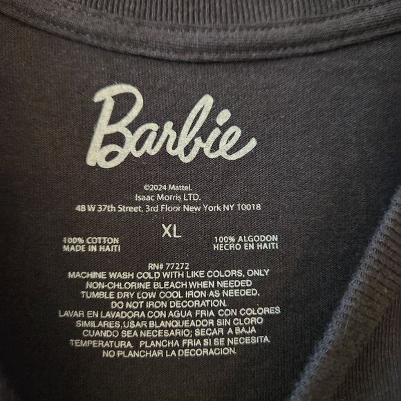 Barbie Logo Black and Pink T-Shirt XL 100% Cotton Crewneck Short Sleeve Unisex - Picture 3 of 6